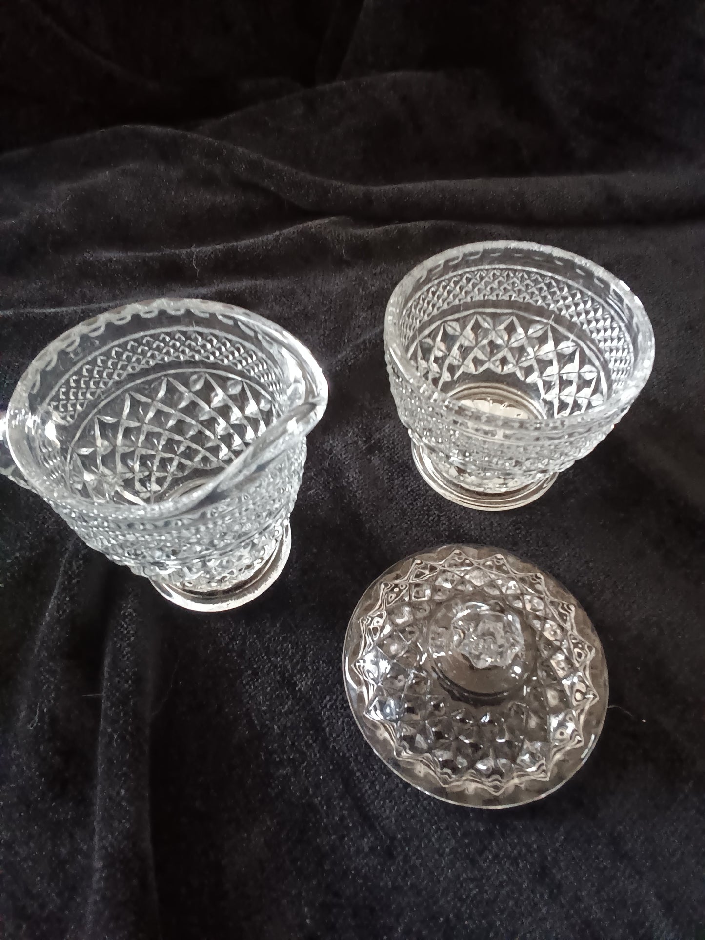 Vintage Wexford Anchor Hocking Clear Glass Sugar & Creamer 2 Piece Set