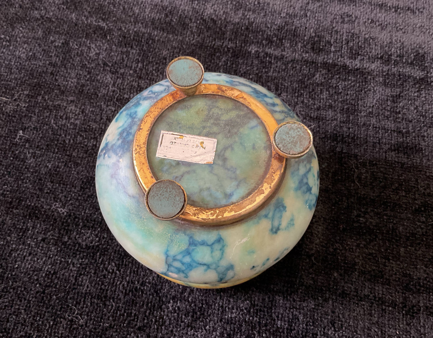 Vintage Alabaster Blue Trinket Box