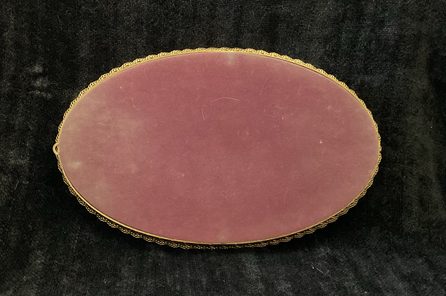 Vintage Oval Mirrored Goldtone Tray