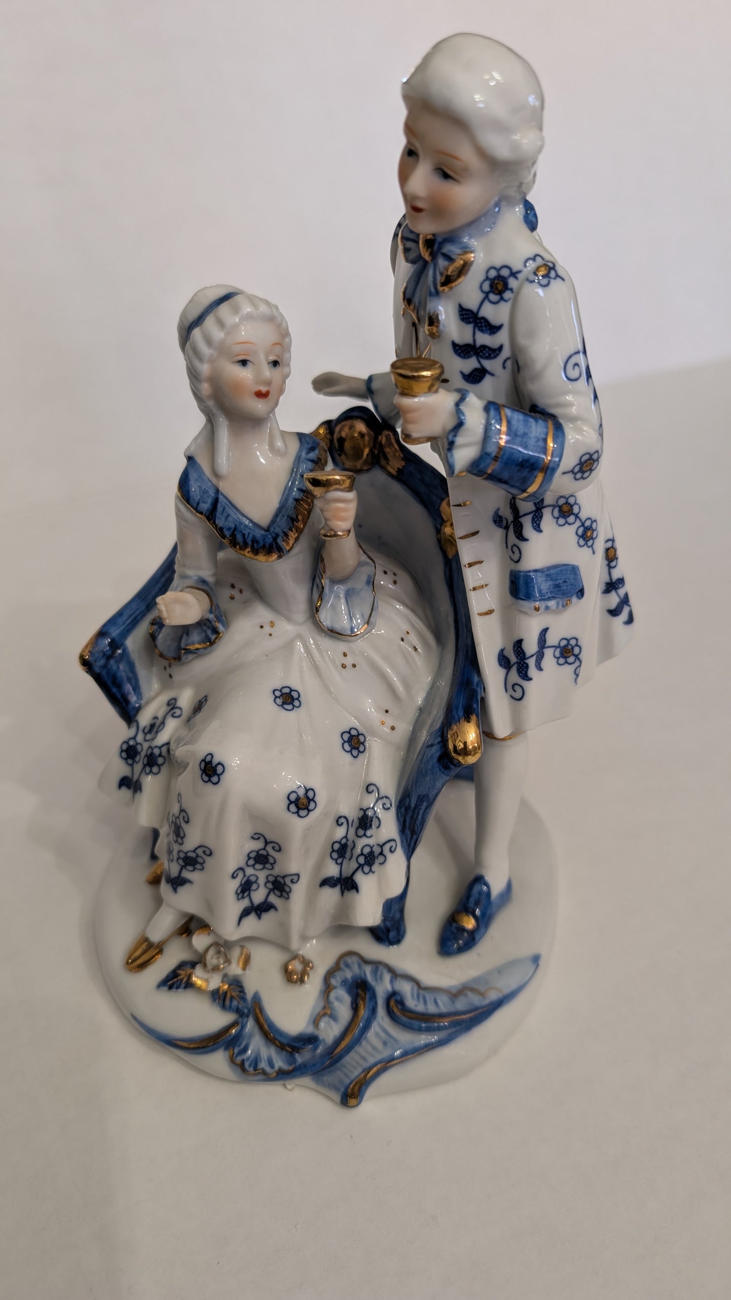 Blue & White 18th Century French Style Clothed Figurine