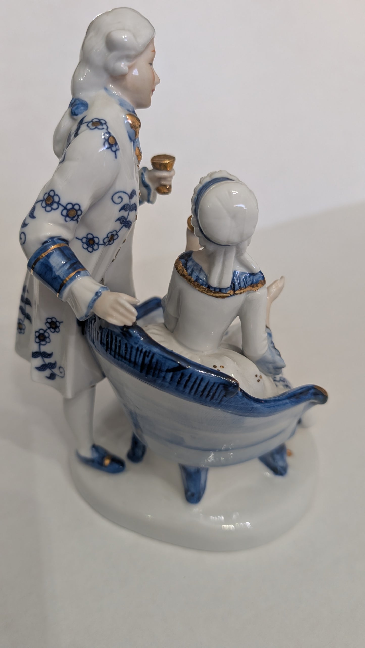 Blue & White 18th Century French Style Clothed Figurine