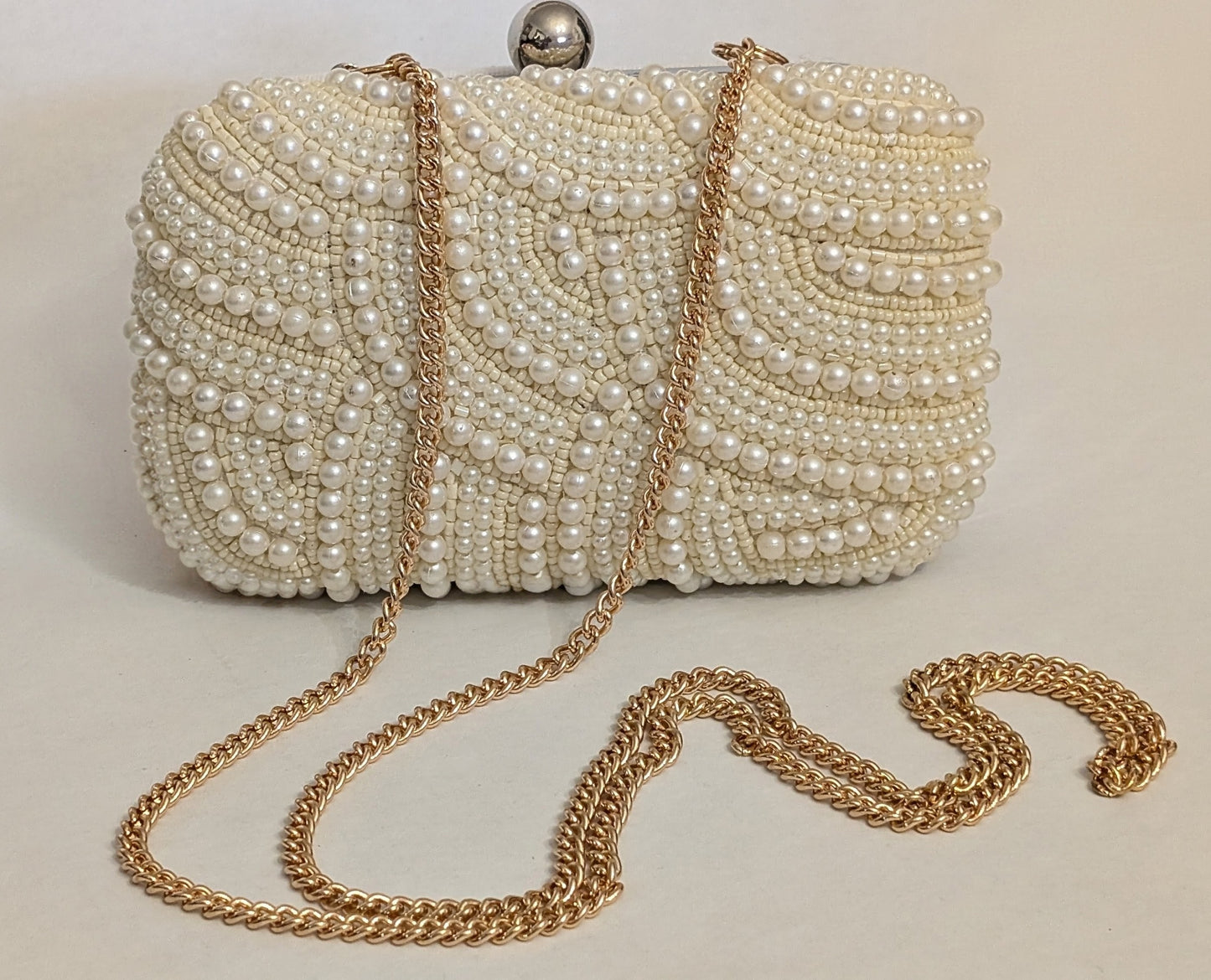 Faux Pearl & Glass Bead Clutch